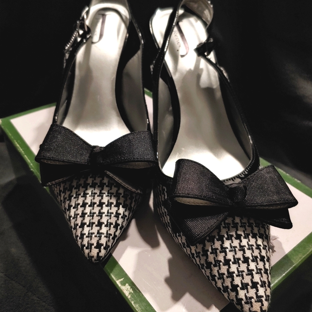 J Renee Houndstooth Slingback Pump Size 12 M